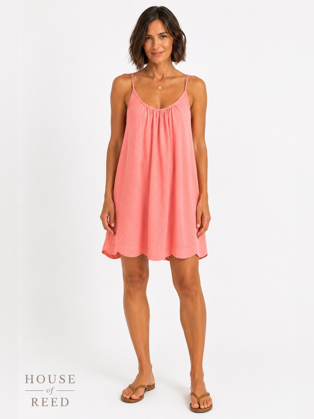 Southern Tide Coral Pink Racerback Swing Dress M 100% Cotton Beach Cover Up